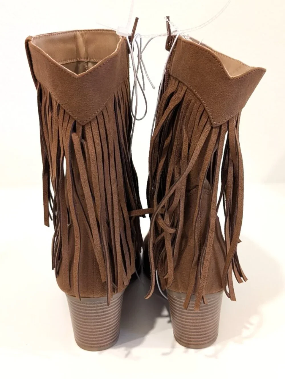 Report Dusk Women Fringe Western Boots Size 8 Brown Suede MidCalf Heel Boot New